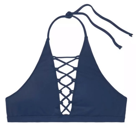 E08 Victoria Secret PINK Bikini Top XS Blue - Picture 3 of 6